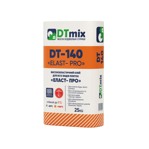 Високоеластичний клей для всіх видів плиток DTmix DT-140 «Еласт-Про», 25кг